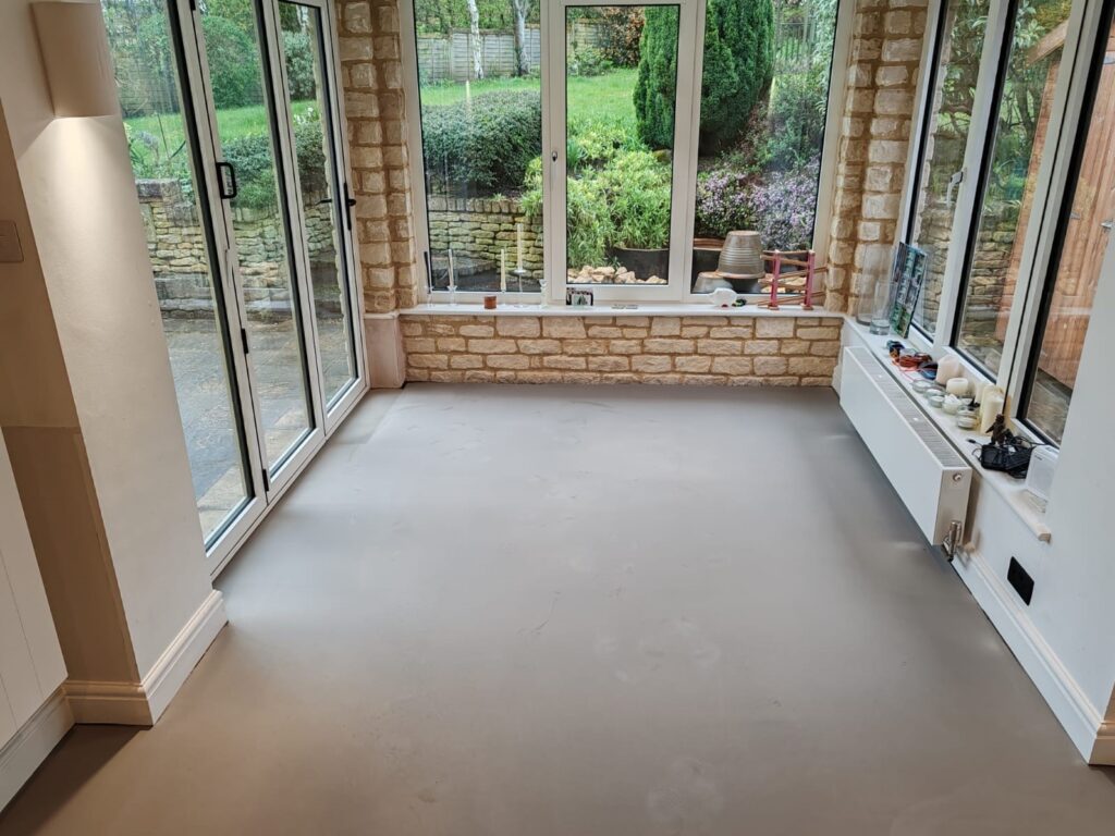 Sun room before new flooring laid